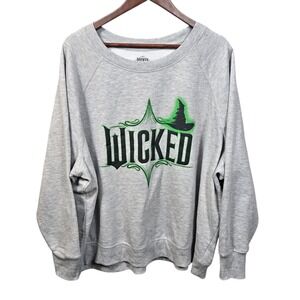 Wicked The Musical Sweatshirt Womens 3X Heather Gray Graphic Pullover Broadway